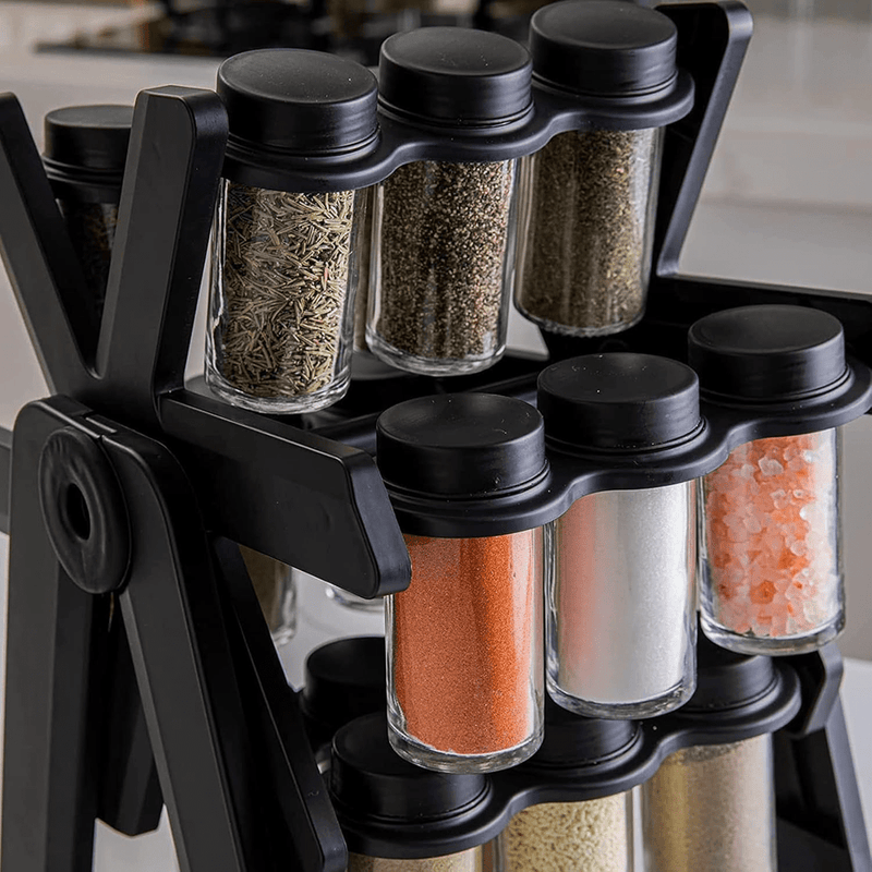 18 Jar Rotating Spice Rack – 360° Kitchen Organizer