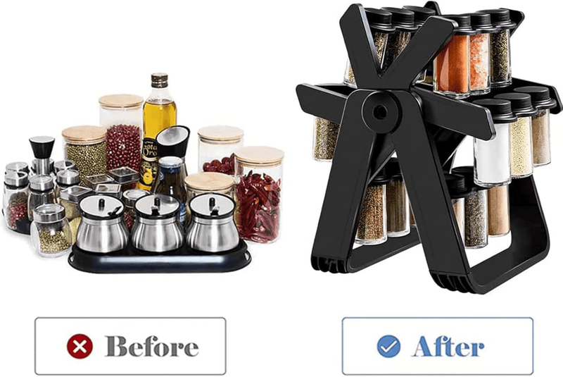 18 Jar Rotating Spice Rack – 360° Kitchen Organizer