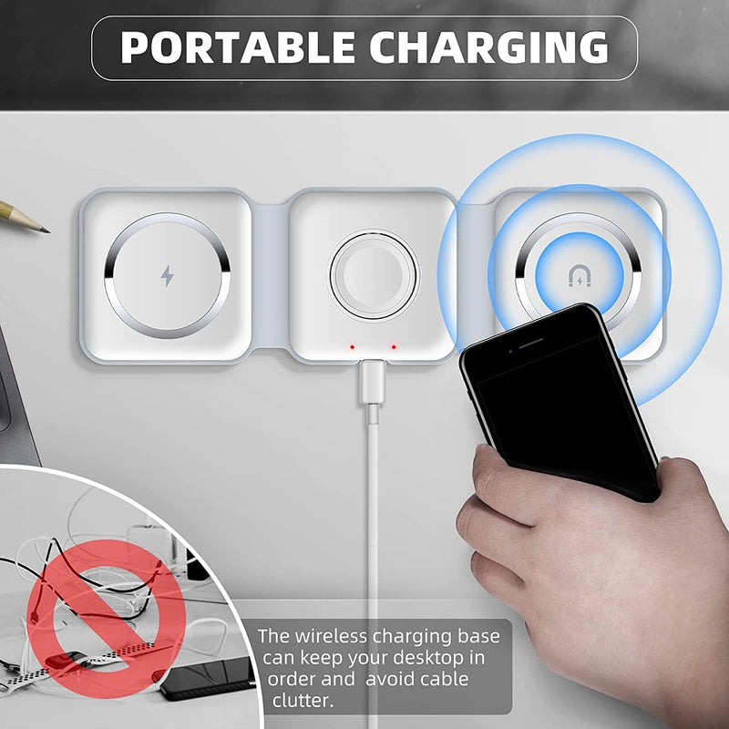 3-in-1 Wireless Charging Pad – 15W Fast Charging Station for Phone, Apple Watch & AirPods